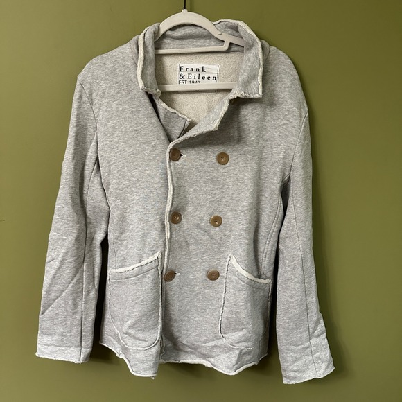 Frank & Eileen Double Breasted Jacket Gray XS Belfast Peacoat Sweatshirt - Picture 1 of 8